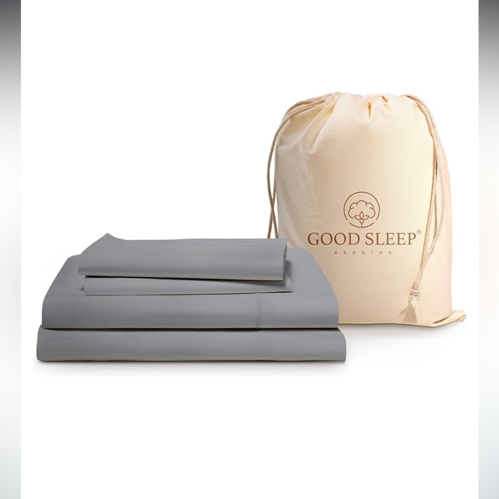 Good Sleep Bedding Cal King Sheet Set - 4 Piece 100% Cotton, 800 TC Light Grey